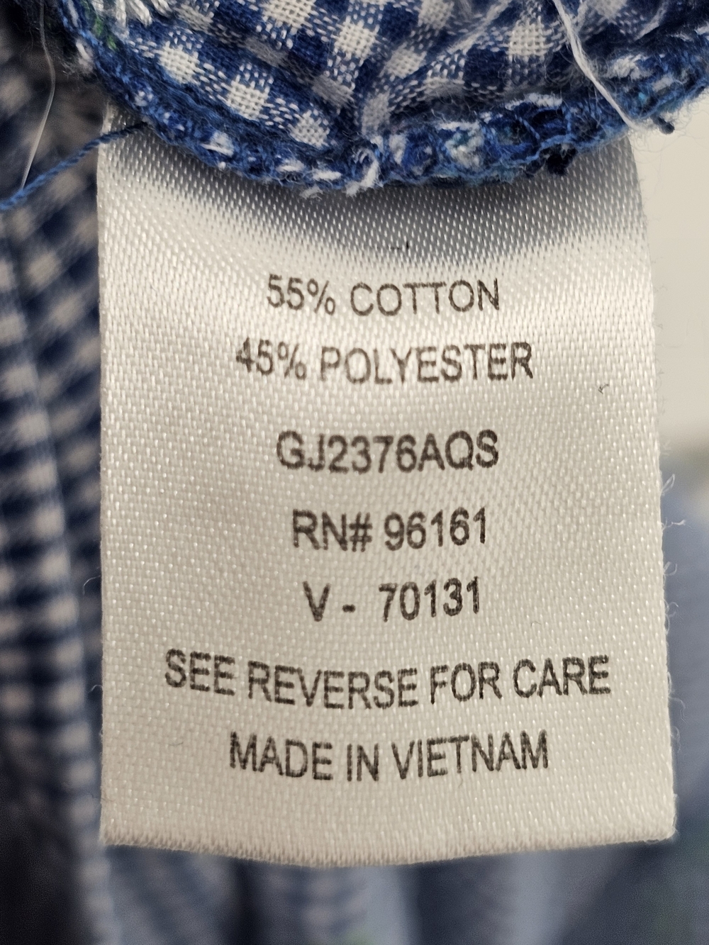 Blue Gingham Ruffle Top M - Picture 8 of 9